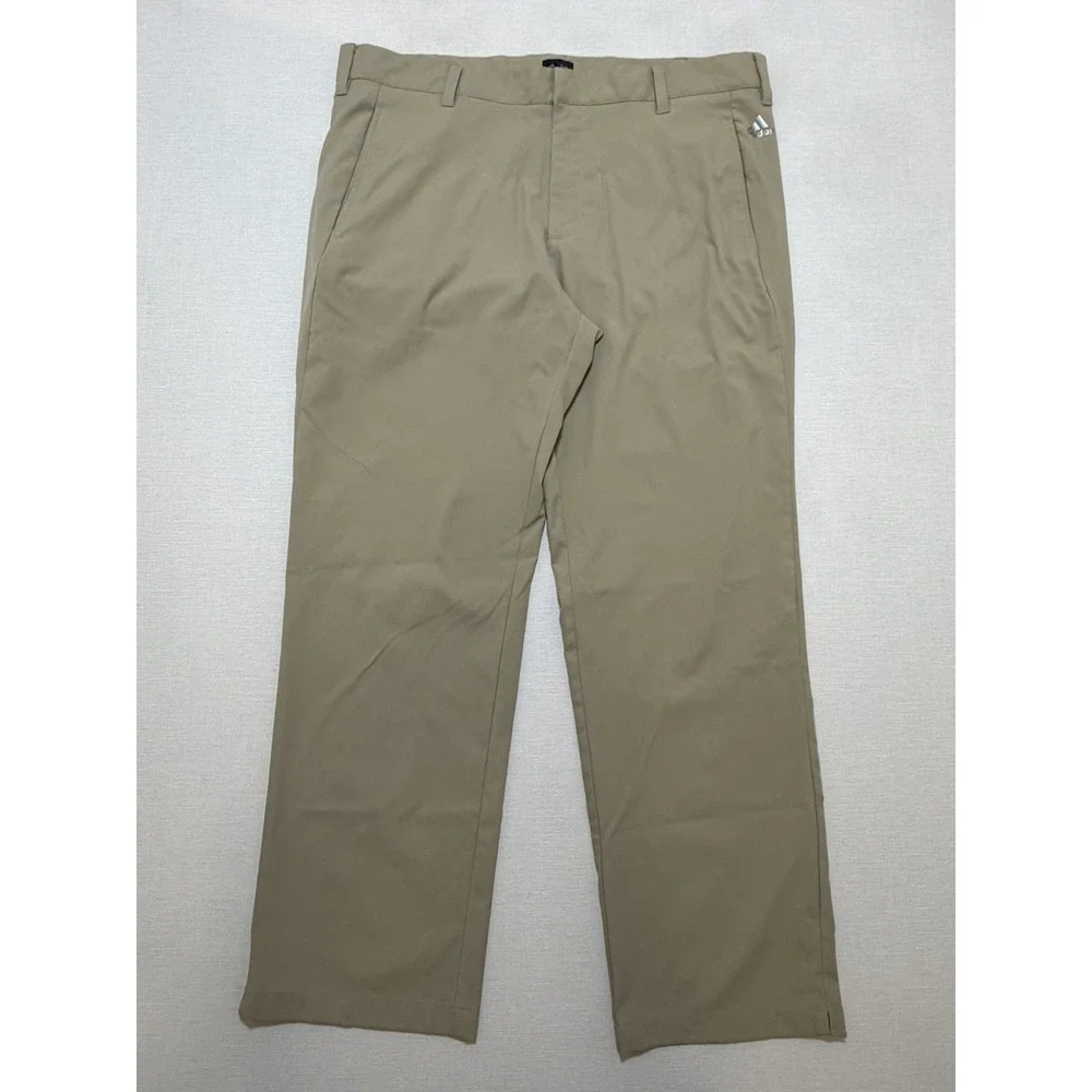 Adidas Men's Golf Flat Front Performance Pants Beige Khaki Tan Sz 36x30 B82628